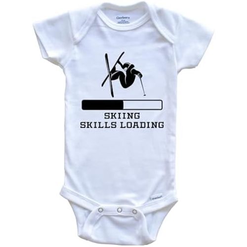 Skiing Skills Loading Funny Skier Humor One Piece Baby Bodysuit