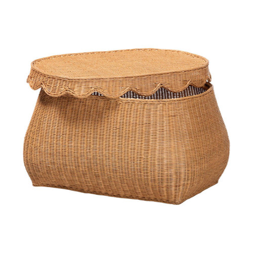Red Barrel Studio® Bali & Pari Ayleen Natural Rattan Basket With Scalloped Lid – Handwoven Wicker Storage Box, Boho Coastal Home Décor, Small & Reviews | Wayfair
