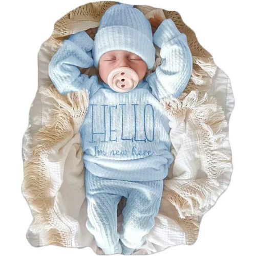 Ylsteed Newborn Baby Boy Girl Clothes Outfits Long Sleeve Romper Bodysuit Baby Shower Coming Home Outfit Shirt+Pants+Hat