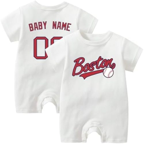 KREDE Baby Clothes Unisex Bodysuit Personalized Rompers Custom Baby Name Number for Boy Girl
