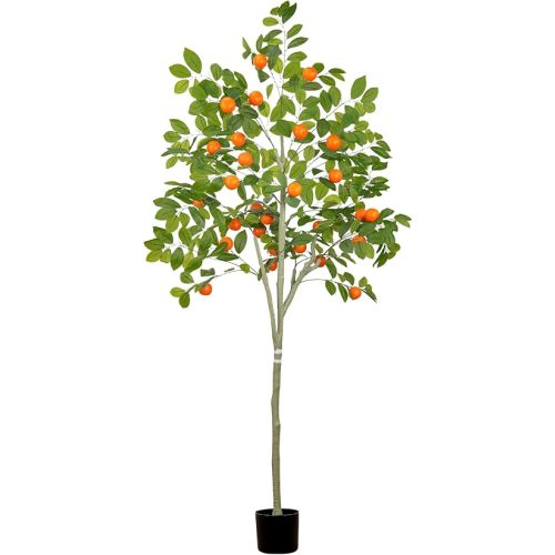 6 Feet Fake Orange Tree Large in Pot Outdoor Artificial Orange Tree Faux Plant with Realistic Citrus and Leaves Decor Indoor Simulation Tree for Home Living Room Office
