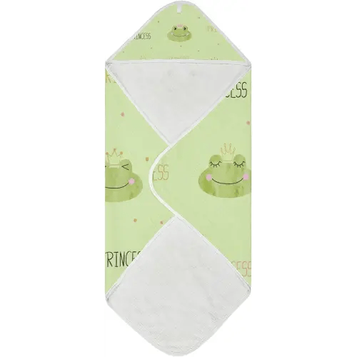 Princess Frogs Baby Bath Towel Girl Hooded Baby Towel Super Soft Large Bath Towel 4 Layers Baby Shower Towel Gift for Kids Boys Toddler, 35x35 Inch