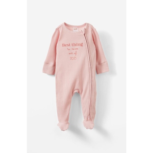 Organic Pointelle Zip All In One Romper, 3-6M