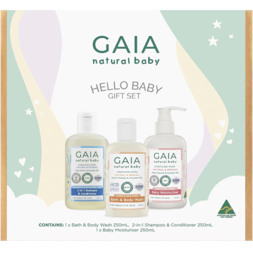 GAIA Natural Baby Hello Baby 3 Piece Gift Set, Multicolour : Amazon.com.au: Baby