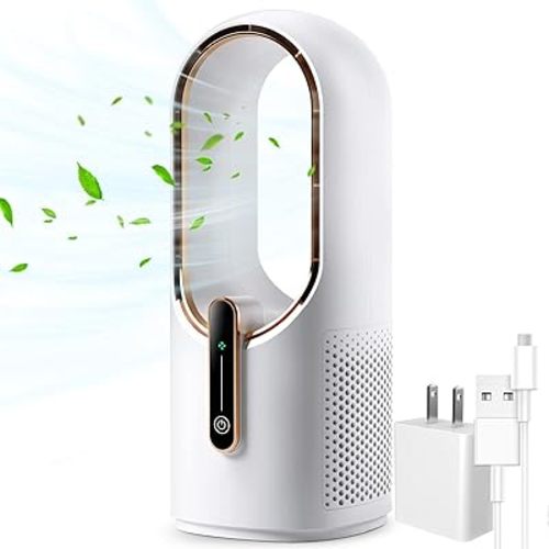 Desk Fan Bladeless, 11.8 Inch Office Fan Small, Quiet, 3 Speed Adjustment, Touch Control, Easy to Clean, Desk Fans Small Quiet, Ideal for Office, Living Room, Bedroom
