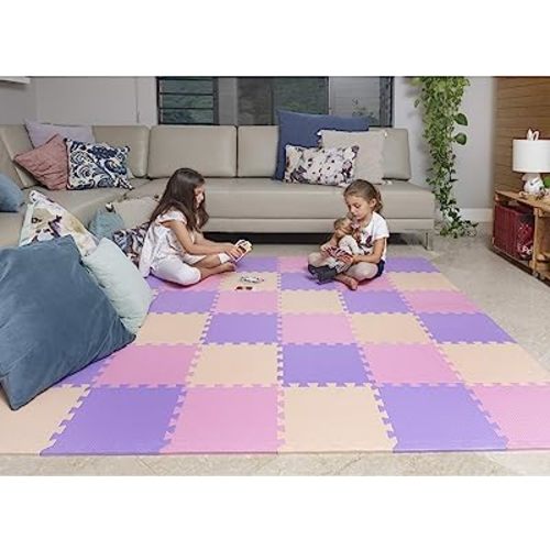 MioTetto 36-Tile Soft Non-Toxic Baby Play Mat, EVA Foam Jigsaw Puzzle Play Mat, Interlocking Squares for Babies, Toddlers & Kids Gym, Nursery, Playroom, 36 Sq Ft