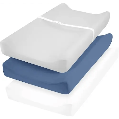 david's Kids 3 Pack Changing Pad Cover Set, Ultra Soft Breathable Cozy Microfiber Diaper Change Table Sheets for Baby Boys Girls Netural, Fit Most Changing Pads, White & Light Grey & Navy Blue