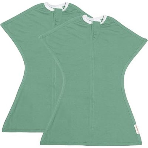 SleepingBaby Zipadee-Zip Transition Swaddle - Baby Swaddling Blanket with Zipper Convenience - Roomy Baby Wearable Blanket for Easy Diaper Changes - Basil, Medium (6-12 Month) - 2 Pack