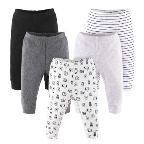 The Peanutshell 5-Pack Baby Pants, Gray Safari Animals, 12-18M