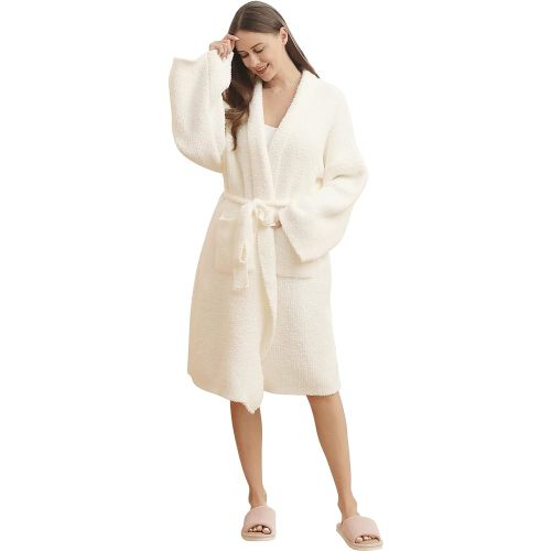 bearberry Hooded Robe Cozy In The Wild Robe Lightweight Soft Plush Bathrobe with Pockets for Women