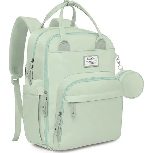 RUVALINO Diaper Bag Backpack-Multifunction Baby Travel Bag with Changing pad, Insulated Bottle Holders & Pacifier Case, Large Capacity, Waterproof, Mint Green