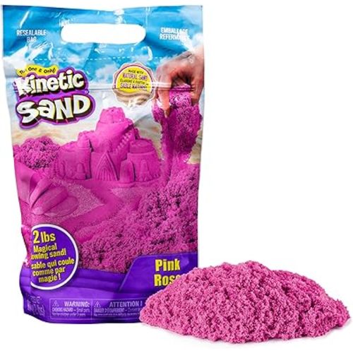 Kinetic Sand, 2lbs Pink Play Sand, Moldable Sensory Toys for Kids, Resealable Bag, for Ages 3 and up