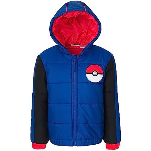 Pokemon Zip Up Winter Coat Puffer Jacket Little Kid to Big Kid