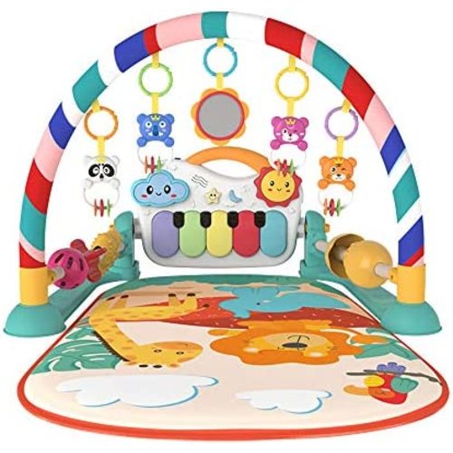 Eners Baby Gyms Play Mats Musical Activity Center Kick & Play Piano Gym Tummy Time Padded Mat for Newborn Toddler Infants(Green)