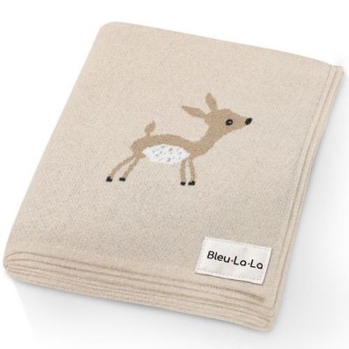 Bleu La La 100% Luxury Cotton Knit Swaddle Receiving Blanket For Blanket For Newborn And Infant Boys And Girls - Deer - Mocha