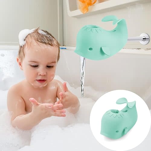 PandaEar Bathtub Faucet Cover, Whale (Green)