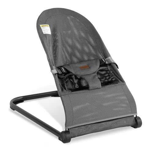 Lfhiwhd Baby Bouncer,Baby Bouncer Seat,Portable Infant Bouncer with 3-Point Safety Harness,Ergonomic Bouncy Seat, Newborns Bouncer for Babies 0-6 Months up to 20lbs,ASTM-Certified(Mesh Grey)