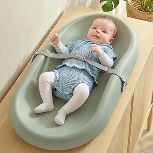 Mallify Baby Changing Pad with Waterproof and Non-Toxic Surface, Changing Table Pad with Adjustable Safety Strap and Cushioned Foam, Easy-Clean & Portable Changing Pad for Dresser(Green)