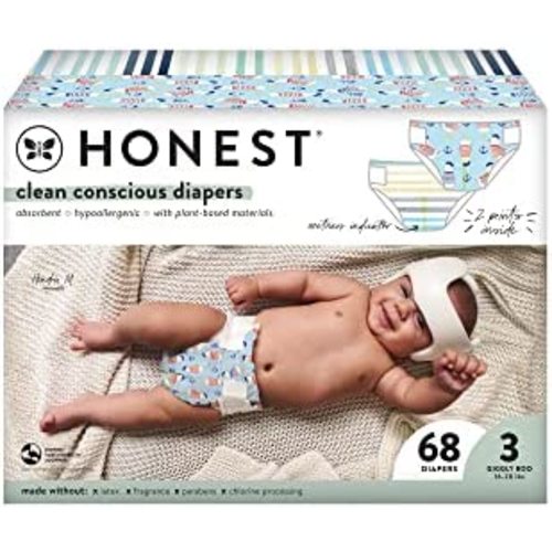 The Honest Company Clean Conscious Diapers, Classic Stripes + Feeling Nauti, Size 3, 68 Count Club Box