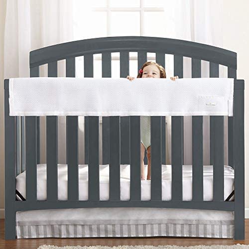 BreathableBaby Breathable Mesh RailGuard Teething Cover — White — 51” Long Panel (1) — Fits Most Full-Size and Does Not Fit Mini Cribs — Use with Coordinating Short Panels for Extra Coverage