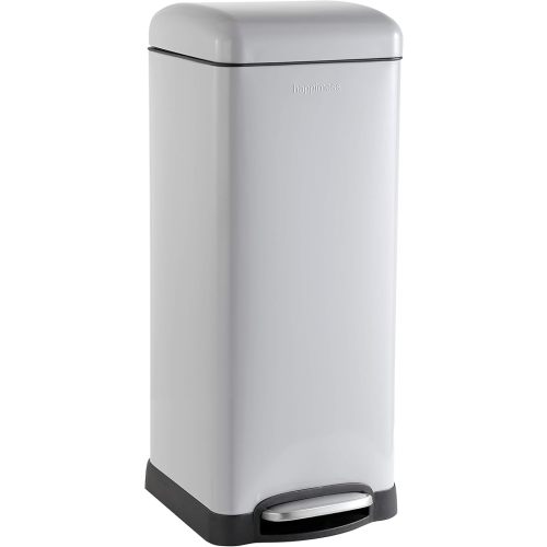 happimess HPM1007C Betty Retro 8-Gallon Step-Open Trash Can with Soft-Close Lid, Fingerprint Resistant, Modern, Minimalistic for Home, Kitchen, Laundry Room, Office, Bedroom, Bathroom, Gray