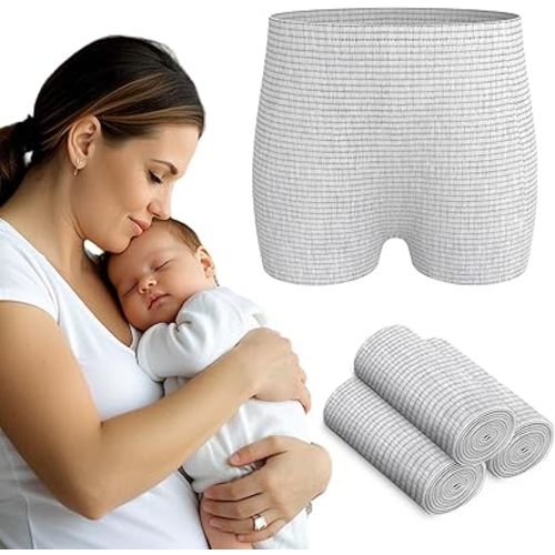 hetaida Postpartum Disposable Underwear, C-Section Underwear for Women, High Waist Maternity Panties, Latex-Free, Super Breathable & Soft, High Stretchable, 8 Count Grey