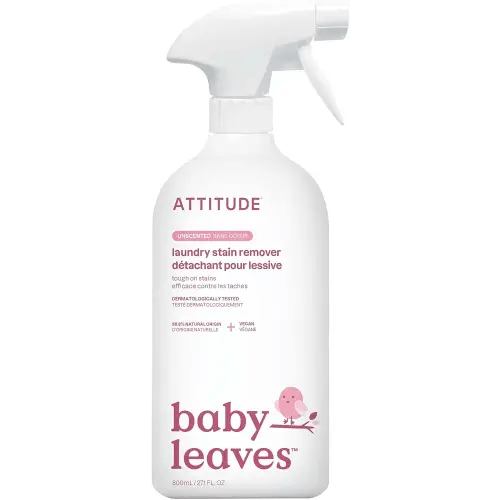 ATTITUDE Baby Laundry Stain Remover, Plant and Mineral-Based Ingredients, Vegan and Cruelty-free Household Products, Unscented, 27.1 Fl Oz