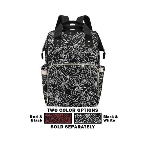 Goth Diaper Bag Backpack Red Black Spiderweb Insulated Travel Drink Cooler Gothic Baby Shower Gift Idea New Parent Newborn Infant Toddler
