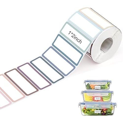 1000Pcs Removable Food Labels 1 x 2 Inch, Colored Freezer Labels Stickers Waterproof Oil for Food Containers, Classroom, Storage (10 Colors)