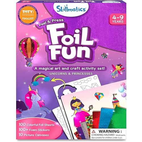 Skillmatics Foil Fun - Unicorns & Princesses, No Mess Art for Kids, Craft Kits & Supplies, DIY Creative Activity, Travel Toys, Gifts for Ages 4, 5, 6, 7, 8, 9