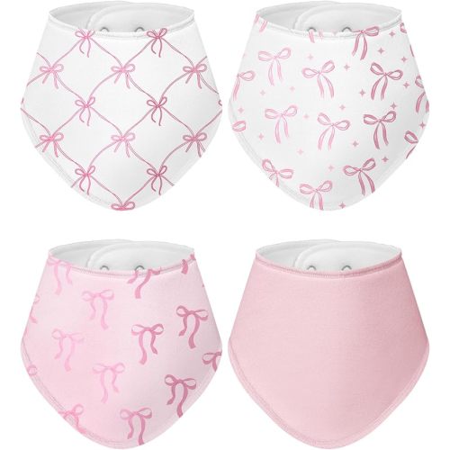 4 Pcs Baby Bandana Bib Cute Baby Nursery Decor Cotton Newborn Infant Feeding Drool Bib for Drooling and Teething Girl Boy
