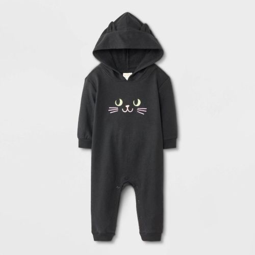 Baby Halloween Cat Hooded Romper - Cat & Jack™ Black