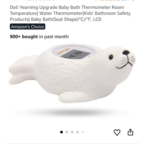 Doli Yearning Upgrade Baby Bath Thermometer Room Temperature| Water Thermometer|Kids' Bathroom Safety Products| Baby Bath(Seal Shape)℃/℉, LCD