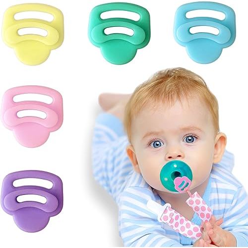 5 Pack Silicone Pacifier Clip Adapter Ring for Philips Avent Soothie, Food-Grade Silicone Binky Clips Holder Adapter Rings Competible with Avent Soothie, BPA-Free Soft Flexible Safe Durable