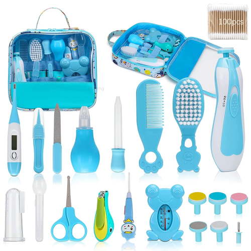Baby Healthcare Kit, Byseng 23 in 1 Newborn Nursery Grooming Kit for Newborn Infant Toddlers Baby Boys Girls (0-3 Years+) - Blue
