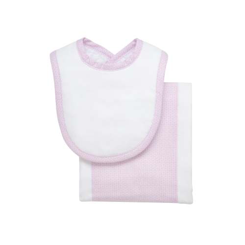 Lullaby Drooler Bib & Burp Set, Pink