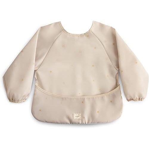 mushie Long Sleeve Baby Bib | Water Resistant Adjustable Fit for Ages 6-24 Months