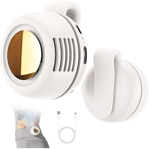 Portable Silent Mini Bladeless Fan Clip On, 2025 Adjustable 3-Speed Suspended Waist Fans,Mini Bladeless Fans with Clip,Portable for Travel, Outdoor, Office, Travel (White)