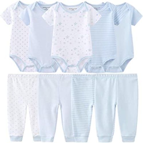 Kiddiezoom Baby Layette Set Baby Boys' 9-Piece Bodysuits Pants Set Toddler Girl Boy Unisex Baby Gift Sets