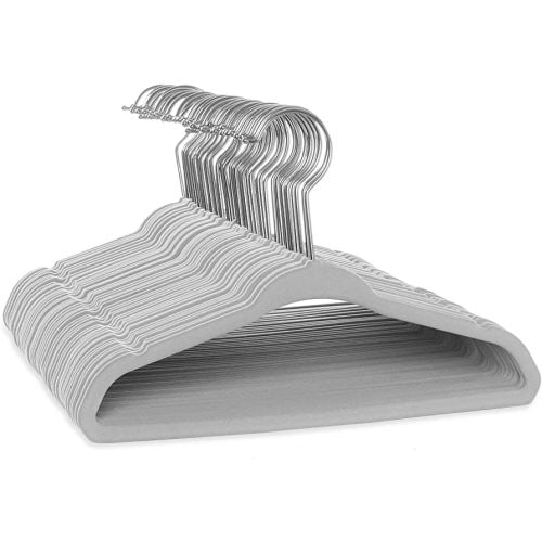 Casafield 50 Velvet Baby Hangers - 11" Size for Infant & Toddler Clothes - Gray