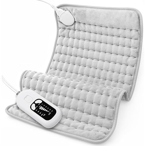 Heating Pad,Electric Heating Pads for Back,Abdomen,Neck,Moist Heated Pad for Shoulder,Knee,Dry&Moist Heat & Auto Shut Off,Hot Pad for Legs and Arms(Silver Gray, 12''×24'')