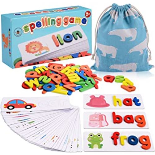 Spelling Matching Letter Games, Educational Learning Toys for Toddlers 2, 3, 4 Years Old, Preschool Learning Toys Activities, Alphabet Montessori Toys for 2,3,4 Year Old Boys, Girls