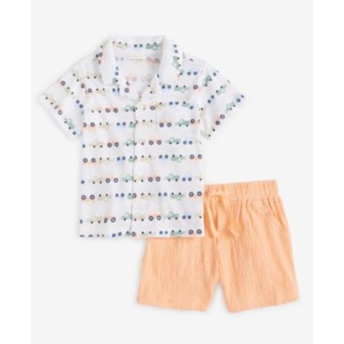 Baby Boys Collared Cars-Print Shirt & Shorts, 2 Piece Set, Exclusively at Macy's
