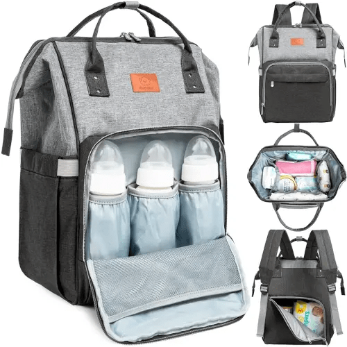 KeaBabies Baby Diaper Bag Backpack - Baby Bag for Boys, Girls, Waterproof Multi Function Baby Backpack, Large Diaper Bags for Baby Girl, Baby Boy, Travel Diaper Bag with Changing Pad (Graphite)