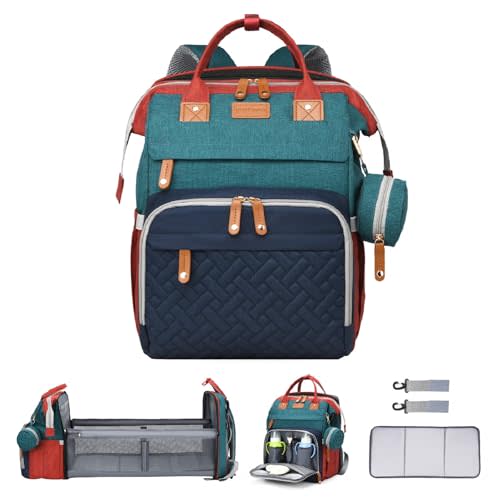 ANWTOTU Diaper Bag Backpack Diaper Bag Multifunctional Waterproof Diaper Bag with Changing Station Travel Backpack with Changing Pad, Pacifier Case & Stroller Straps(Multicolor)