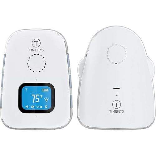 Audio Baby Monitor Crown [Updated Version] TimeFlys,Temperature Monitoring,Vibration,Lullabies,Rechargeable Battery,Two Way Talk,USB Connection,Zero Emission at Night Mode,Long Range up to 1000 ft