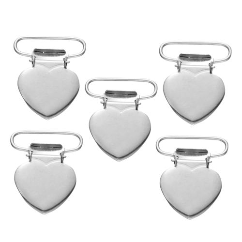 20pcs Heart Metal Pacifier Clips Durable Sewing Tools for Craft Projects Suspender Clips for Hats Mittens and Holders Fashionable Design for Men Women Silver