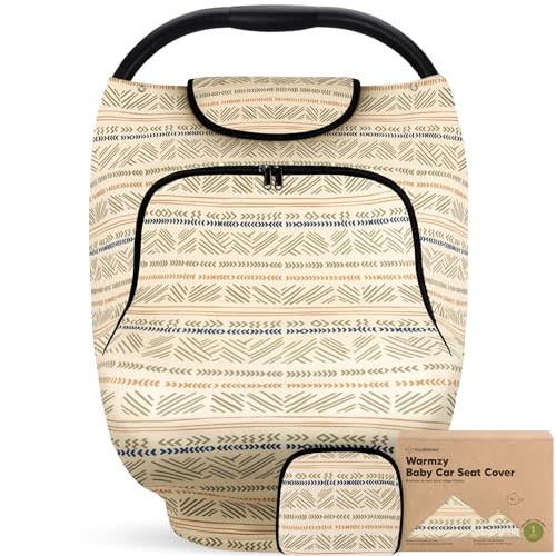 Baby Car Seat Cover for Boys, Girls - Breathable Infant Carseat Canopy for Winter, Rain, Universal Stretchy Fit Nursing Cover for Breastfeeding Newborns, Super Soft, Easy Access Zip Window (Maya)