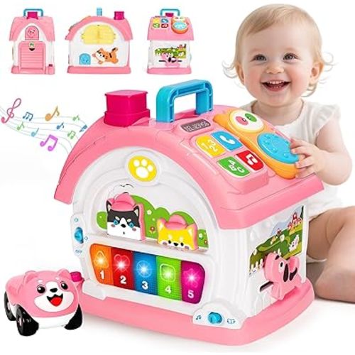 Montessori Toys for 1 Year Old Girls Gifts, Interactive Baby Musical Toy, 10-in-1 Musical Learning House 12-18 Months, First 1st Birthday Girl Gifts, for Toddler Age 1,2,3 Year Old Girl