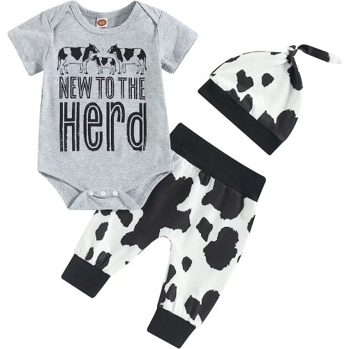 Kayotuas Newborn Baby Boy Girl Clothes Cute Romper Bodysuit and Pants with Hat Western/Ocean 3 Piece Coming Home Outfits